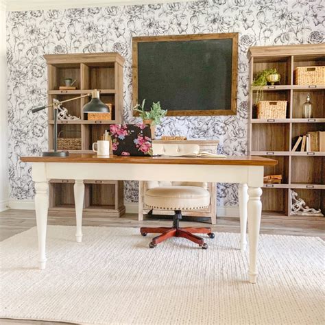 A Modern Farmhouse Office with Removable Wallpaper - Life by Leanna # ...