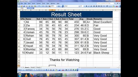 How to Create Result Sheet in MS Excel? | Lunar Computer College - YouTube