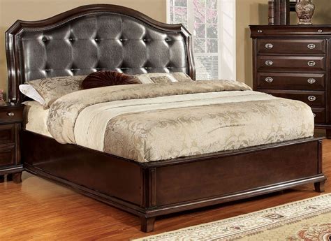 Arden Brown Cherry Faux Leather Cal. King Bed from Furniture of America ...