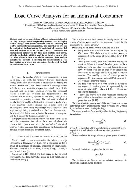 (PDF) Load curve analysis for an industrial consumer | Elena Helerea - Academia.edu