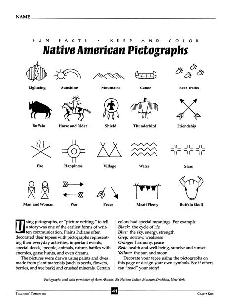 Native American Pictographs - Fun Facts to Keep and Color