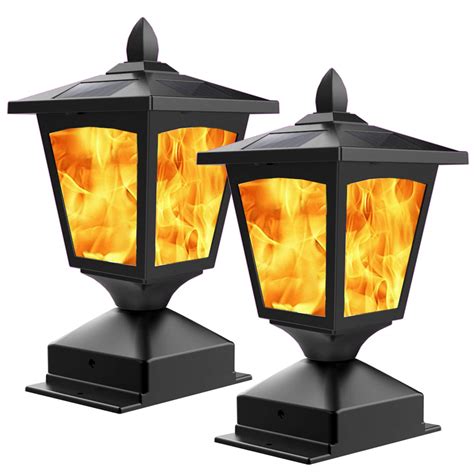 Buy Solar Post Flame Light, Outdoor Deck Fence Post Cap Top LED Light wih Flickering Flame ...