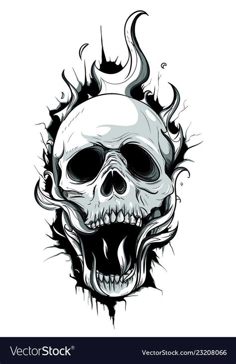 Skull on fire with flames Royalty Free Vector Image , #ad, #flames, # ...