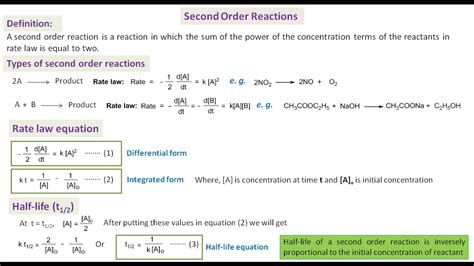 2nd Order Reaction Equation