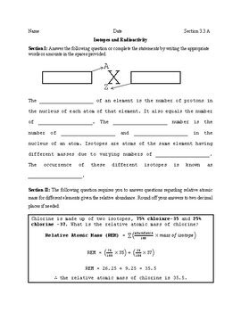 Relative Atomic Mass Worksheet by Chemistry BZ | TPT