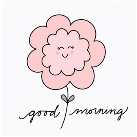 Smiling Pink Flower Good Morning Cartoon GIF | GIFDB.com