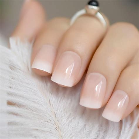 Beige Gradient French Manicure Tips Natural Fake Nails in 2020 ...