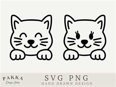 Cat Peeking Outline Svg Png Graphic by Pakka Design Studio · Creative ...