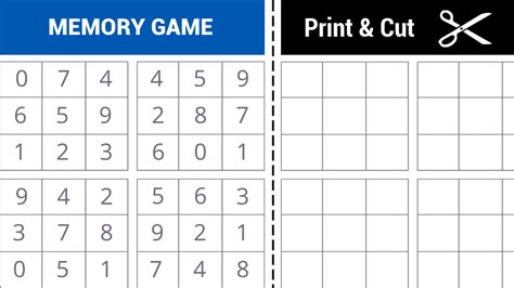 Memory game to print - Grids of numbers | Memozor