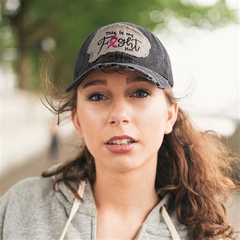 Pink Ribbon Breast Cancer Awareness Cap, This is My Fight Hat, Womens Embroidered Adjustable ...