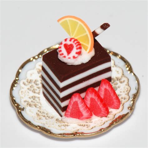 Decadent Chocolate Pastry w/fruit slices | Stewart Dollhouse Creations