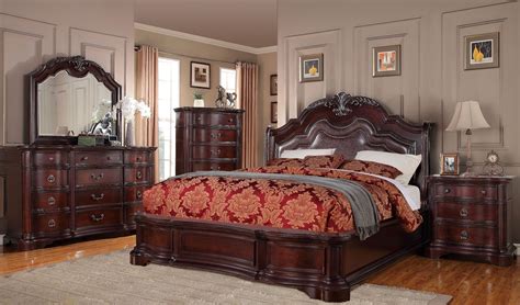 Rich Mahogany Upholstered Panel Bedroom Set, B1394N-5H-5F-5R, Avalon Furniture