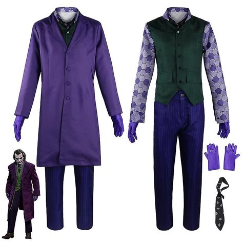 Mike Mike Batman: The Dark Knight Deluxe Heath Ledger Joker Costume Adults Men Outfit Halloween ...