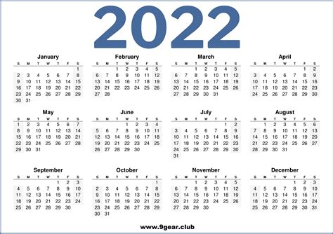 2022 Calendar Printable US Blue White – Printable Calendars Free