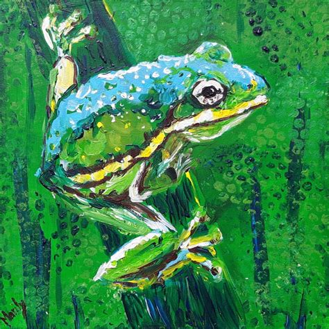 "Frog" Acrylic painting by Marily Valkijainen | Artfinder