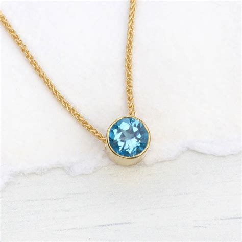 Blue Topaz Necklace In 18ct Gold, December Birthstone By Lilia Nash ...