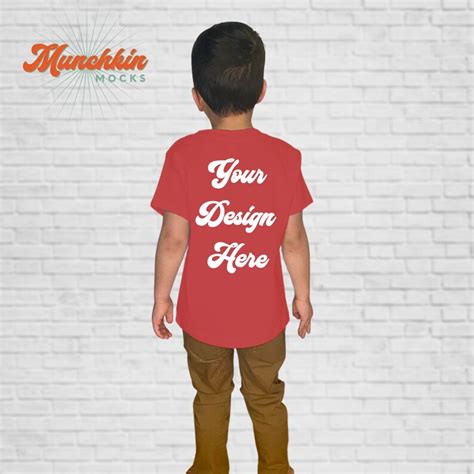 Kids Red T-shirt Mockup Front and Back Bundle,red Kids Shirt Mock Up ...