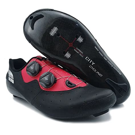 Road Cycling Shoes Heatmoldable Carbon Fiber Road Bike Shoes Self Locking Breathable Road Bike ...