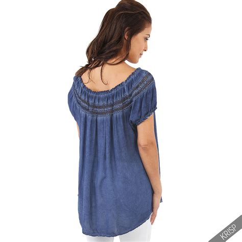 Womens Gypsy Boho Loose Lightweight Off Shoulder Top Blouse Summer Tunic Shirt | eBay