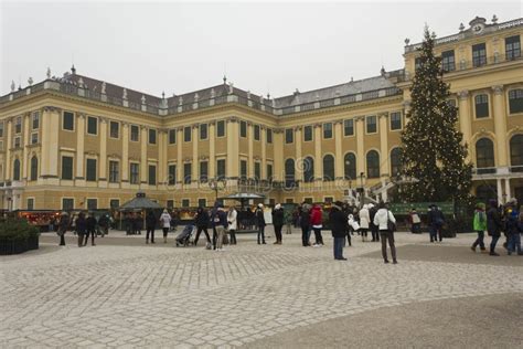 Christmas Market in the Forecourt of Schonbrunn Palace Editorial Image - Image of outside, tree ...