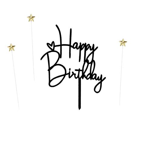 Buy Happy Birthday Cake Topper Star Birthday Cake Topper Happy Birthday Cake Toppers Black Happy ...