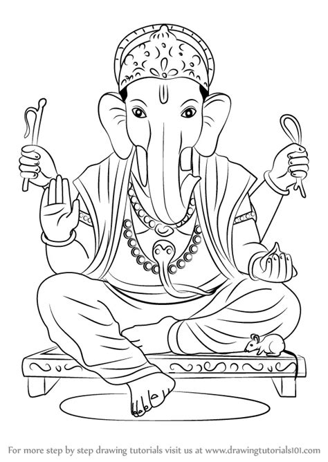 How to Draw Ganpati Bappa (Hinduism) Step by Step | DrawingTutorials101.com