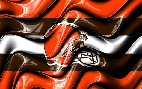 Download wallpapers Cleveland Browns flag, 4k, orange and brown 3D waves, NFL, american football ...