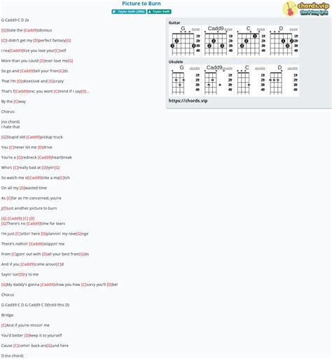 Chord: Picture to Burn - tab, song lyric, sheet, guitar, ukulele ...