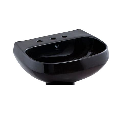 KOHLER Wellworth 5-1/2 in. Pedestal Sink Basin in Black-K-2296-8-7 ...