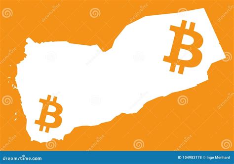 Yemen Map with Bitcoin Crypto Currency Symbol Illustration Stock Vector ...