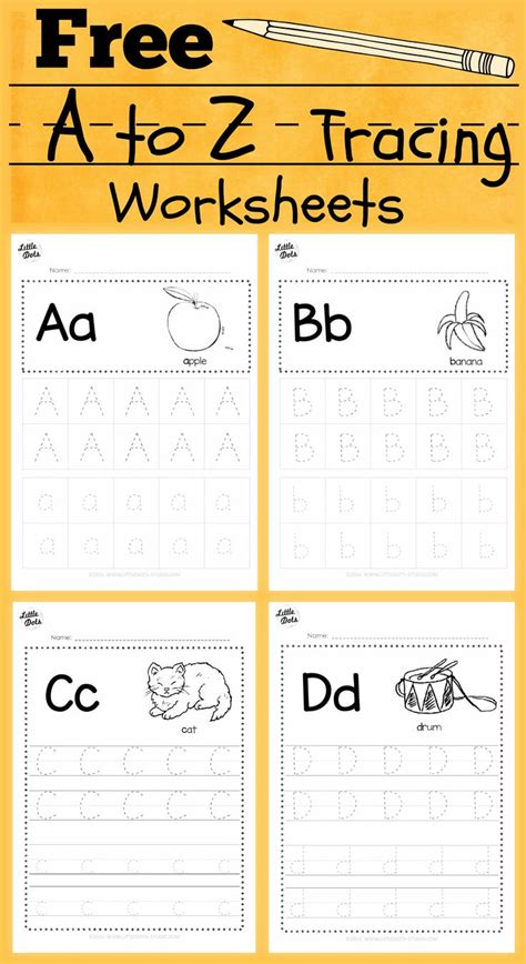 Download free alphabet tracing worksheets for letter a to z suitable for preschool, pre-k ...