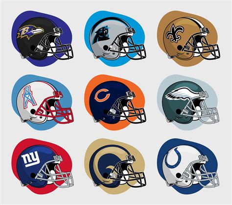 Pro Football Team Helmets Clipart