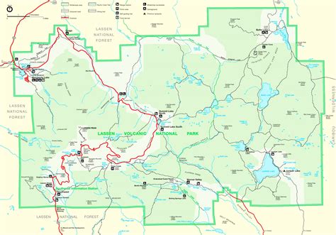 Lassen Volcanic National Park trail and camping map