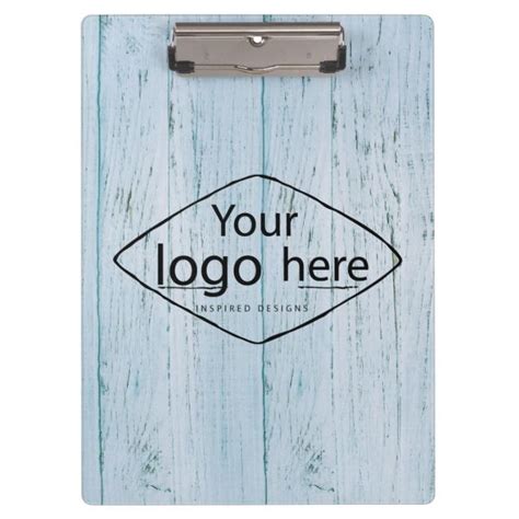 custom logo on blue weathered wood boards clipboard | Zazzle.com ...