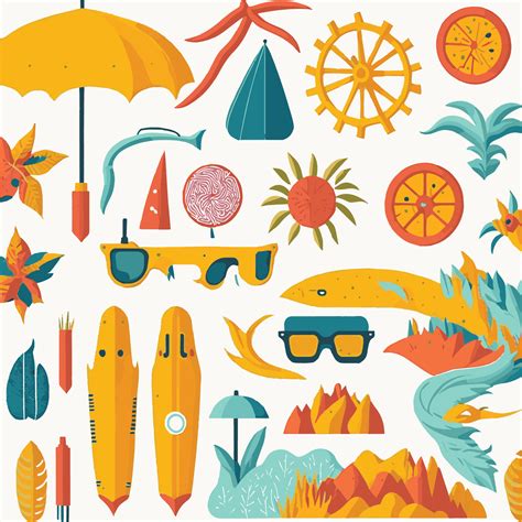 A Set Of Flat Vector Illustrations For Summer 25458276 Vector Art at ...