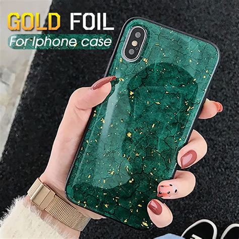 Luxury Gold Foil Phone Cases For Iphone X XR XS MAX Case Back Cover For Apple Iphone 6 6s 7 8 10 ...