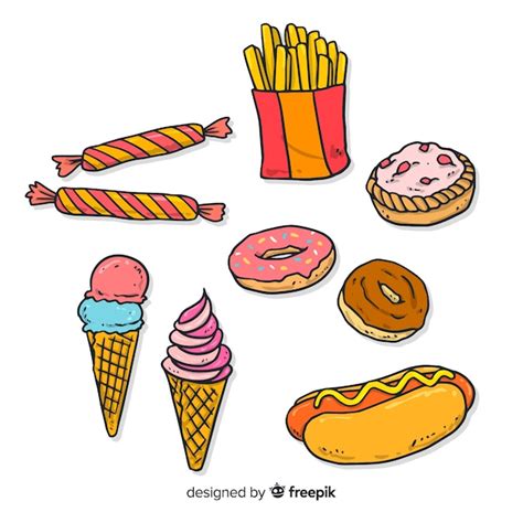 Free Vector | Hand drawn delicious snack collection