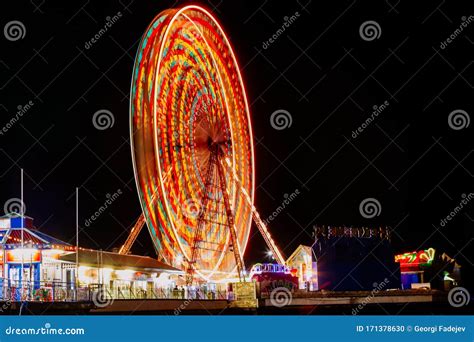 Blackpool Central Pier and Ferris Wheel at the Night, Lancashire, UK ...