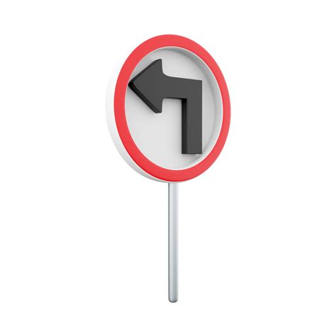 Free 3d render Traffic Sign, Turn left ahead sign on white background ...