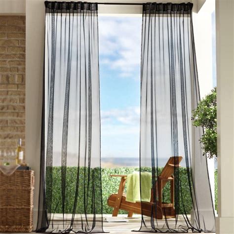 Home Decorators Collection Semi-Opaque Black Outdoor Back Tab Curtain-1624458 - The Home Depot