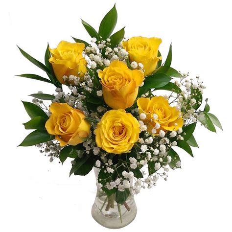 Send 6 Yellow Roses Bouquet - UK Next Day Delivery by Clare Florist