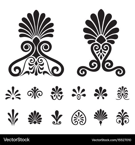 Palmettes elements symbols set Royalty Free Vector Image