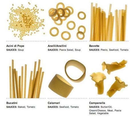 A Visual Guide to 35 Popular Pasta Shapes — Plus the Best Sauce to Serve with Each | Pasta ...