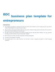 Business Plan Template for Entrepreneurs | BDC | Step-by-Step | Course Hero