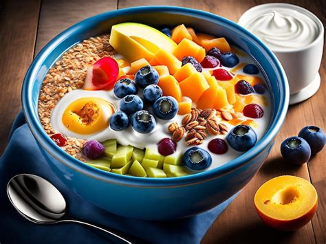 Premium AI Image | A bowl of cereal with fruit and yogurt on it