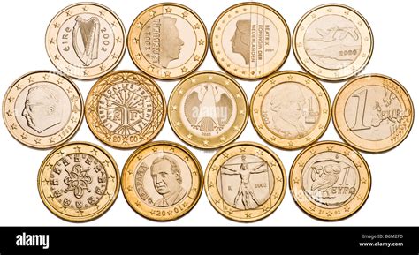 1 Euro coins from the original 12 member states Stock Photo - Alamy