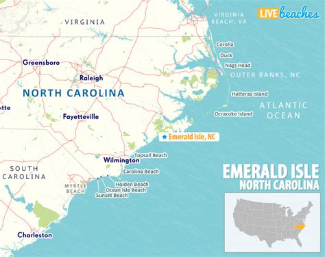 Map of Emerald Isle, North Carolina - Live Beaches