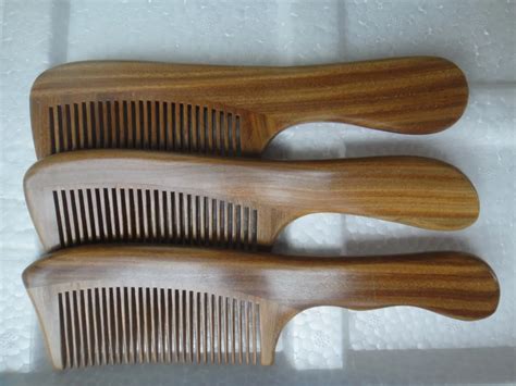 Free shipping High quality women's natural green sandalwood wide tooth combs big wooden combs-in ...