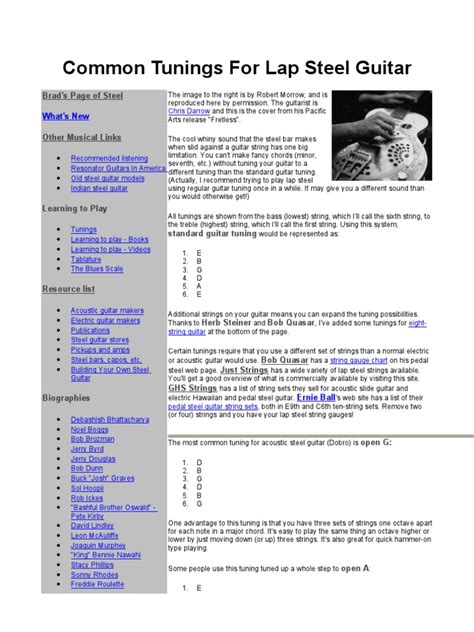 Common Tunings for Lap Steel Guitar | Guitars | Chord (Music)