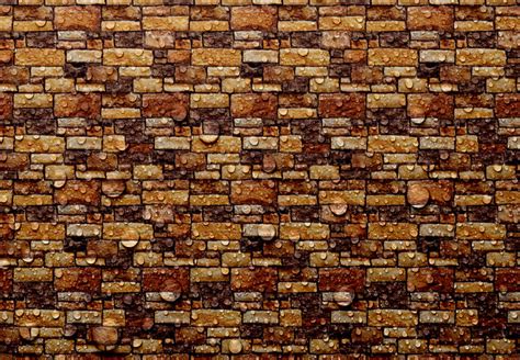 Creative Texture Stone Brick Wall 3D Wallpaper With Waterdrops For ...